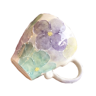 现货日本濑户烧釉下彩繁花花卉花朵手绘彩瓷马克杯水杯樱花杯子