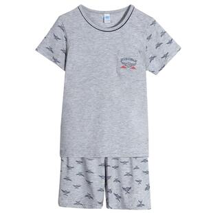 久岁伴儿童家居睡衣男春秋季薄款套装中大童小孩清凉透气九分裤