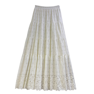 冬季新款韩系磨毛蕾丝长款半身裙女秋冬2025年冬天好看的裙子长裙