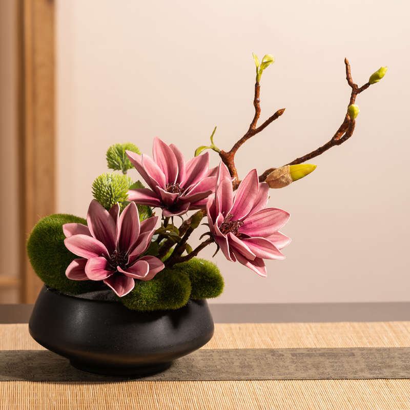 圆形装饰微景观圆桌中心摆台酒店大圆桌转盘中间摆件餐桌花摆花