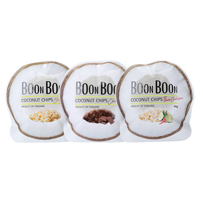 泰国原装进口BoonBoon椰满满椰子片原味炭烤巧克力味非油炸零食
