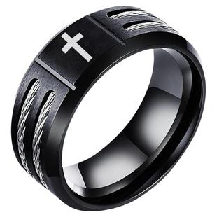 祥饰帝时尚简约钛钢十字架戒指男款指环个性百搭饰品礼物气质指环