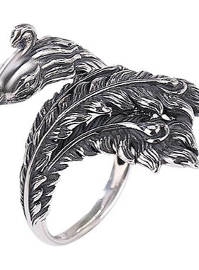 凤凰羽毛戒指民族风小众设计女款
