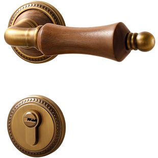 中古风卧室门锁室内房间木门房门锁古铜色磁吸静音法式复古门把手