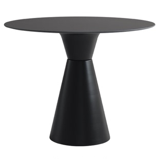 北欧简约奶油风岩板圆桌家用咖啡厅餐桌办公洽谈桌子设计师款圆桌