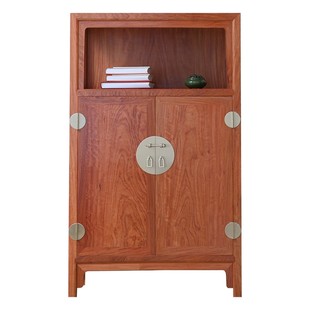 贡匠缅甸花梨木万历柜明式红木小亮格柜大果紫檀小型茶叶柜置物柜