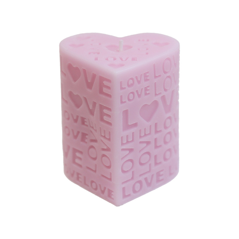 Love浮雕柱形香薰蜡烛情人节送女友创意礼品氛围感浪漫装饰伴手礼