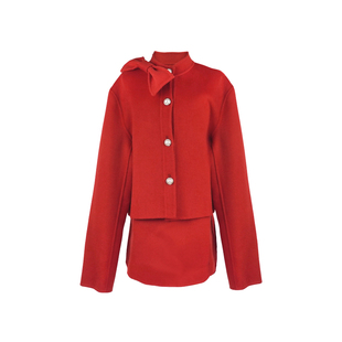 YEXIAOTING叶小婷 等冬微醺时 红色蝴蝶结全手工羊毛双面呢套装裙