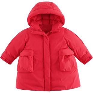 [三防保暖 商场同款]马克珍妮女童长款红色羽绒服 儿童冬装241600