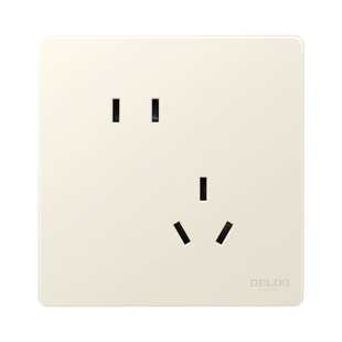 德力西官方旗舰店827银桂黄开关插座哑光面板五孔家用春雨奶油风