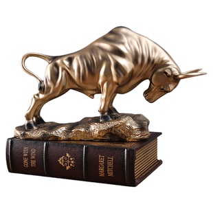 轻奢招财金牛摆件高档办公室书柜工艺品华尔街牛客厅家居酒柜装饰