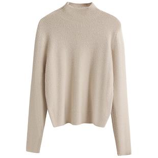 浣熊绒半高领针织衫2025秋冬新款宽松内搭中领长袖打底衫上衣毛衣