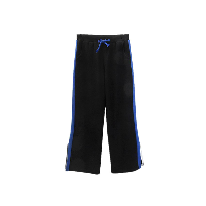 K22韩国女装新品2026宽松拼色开叉夏女宽松九分裤卫衣裤阔腿裤