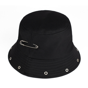 渔夫帽男潮牌嘻哈小别针盆帽日系太阳帽子女韩版男士遮阳帽鱼夫帽