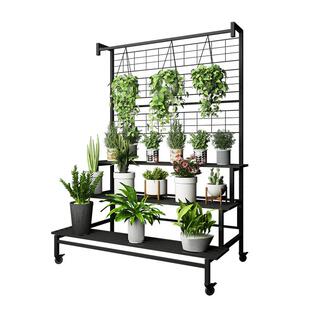 花架阳台可移动带轮花盆架多层网红户外落地阶梯式网格爬藤花架子