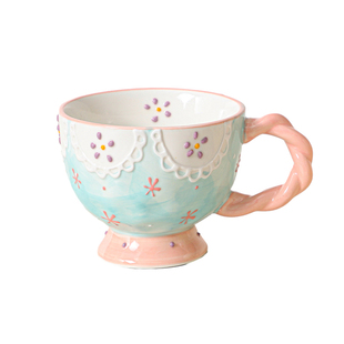 可爱釉下彩马克杯家用喝水杯陶瓷杯大容量早餐杯女生杯子生日礼物