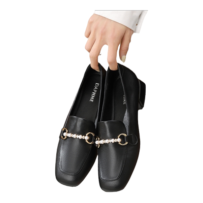 达芙妮复古珍珠乐福鞋单鞋