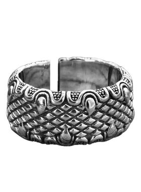 纯银龙爪戒指男女宽版龙鳞开口戒