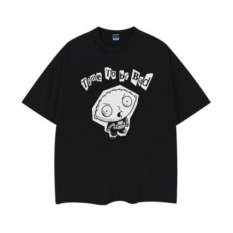 美式Stewie短袖T恤Time小孩印花美式潮牌t恤男女百搭半袖定制衣服