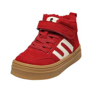 百丽童鞋女童加绒高帮板鞋冬季2025新款男童运动鞋儿童保暖休闲鞋