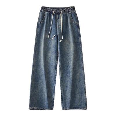 美式复古水洗做旧牛仔裤