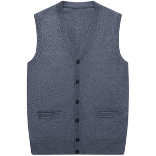 啄木鸟保暖针织衫男针织背心马甲秋冬季V领休闲纯色毛衣坎肩马夹