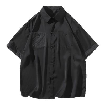 胖胖哥日系潮流短袖衬衫男2025新款夏季慵懒风男生大码宽松衬衣