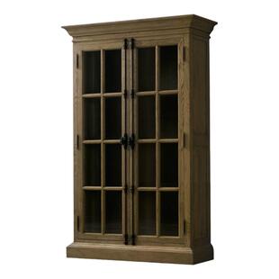 出口法国实木家具 美式双门书柜橱柜复古天地 陈列边柜纯原木书架