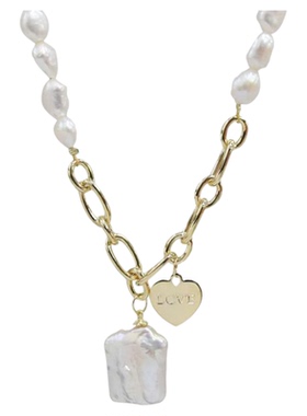 方块拼接淡水珍珠项链