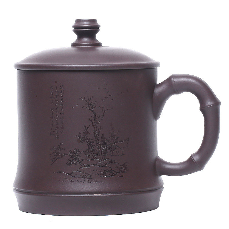 正宗宜兴紫砂杯大容量800ml杯子男女士带盖杯茶具家用超大号水杯