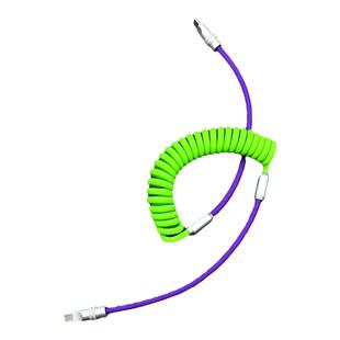 适用Carplay车载充电线弹簧伸收缩数据线iPhone苹果17华为88W充电器线手机USB快充车用汽车车充奔驰奥迪宝马