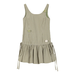 mostwanted手工钩花格纹花苞无袖背心连衣裙泡泡少女感夏季裙子女