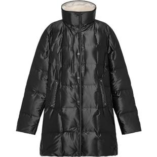 EP雅莹 含桑蚕丝缎面羽绒服女  连帽中长款鹅绒服 商场同款Y902A