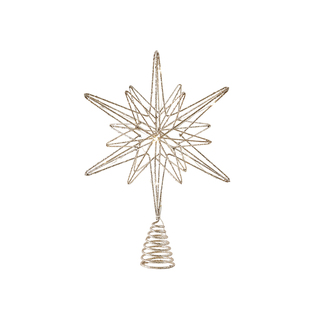 圣诞节装饰铁艺树顶星星带灯发光香槟色五角星圣诞节树顶装饰挂件