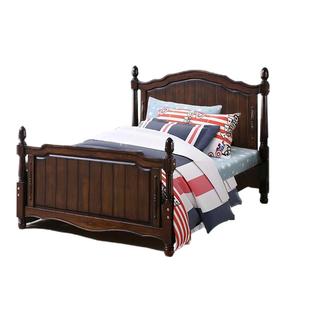 美式双人实木床轻奢家具乡村1.8现代简约欧式单人1.5米棕色主卧床