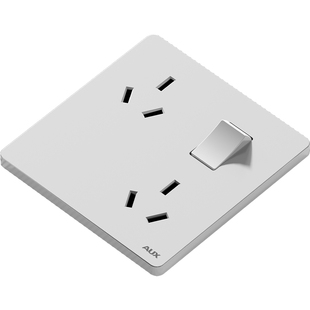 奥克斯86型一开六孔插座带开关错位斜6眼10A双三孔面板厨房多孔插