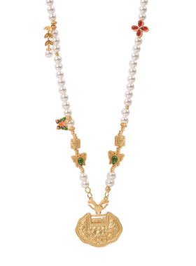 新中式古风珍珠金锁项链