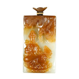 玉说和田玉观音吊坠男款玉坠糖青白玉御龙经书观自在菩萨玉石挂件