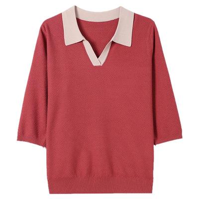 早秋大码穿搭七分袖桑蚕丝上衣