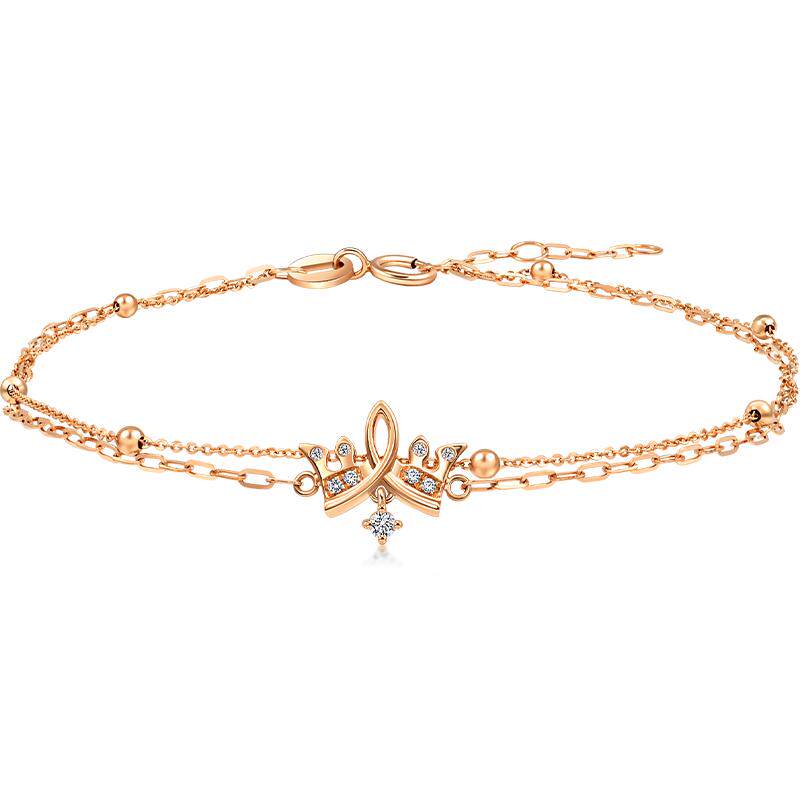 周生生18k玫瑰金钻石皇冠手链