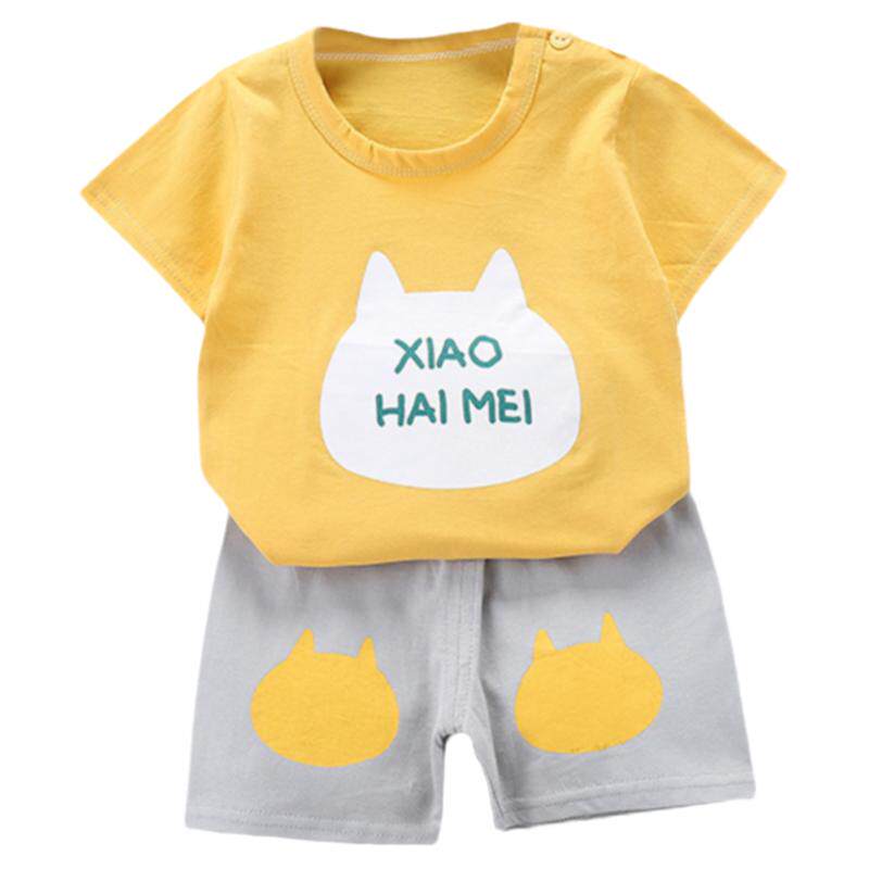 男童纯棉套装夏季短袖衣服儿童2024新款韩版女童T恤短裤两件套潮