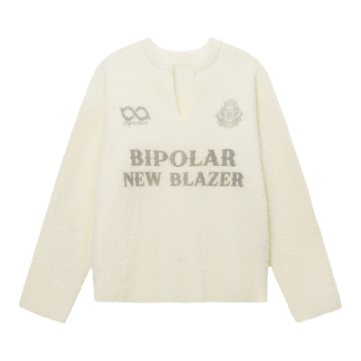 BIPOLARV领貂毛套头毛衣