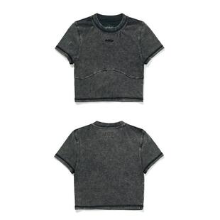 714street潮牌女生短款水洗短袖T恤2024夏季新款露脐上衣辣妹装