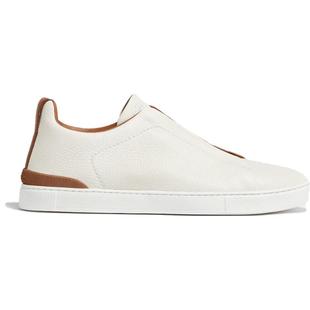 ZEGNA杰尼亚男鞋米白色鹿皮Triple Stitch™奢华休闲鞋