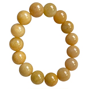 隆慈缘原矿翡翠A货13mm冰糯种黄翡手串男款圆珠霸气玉石手链