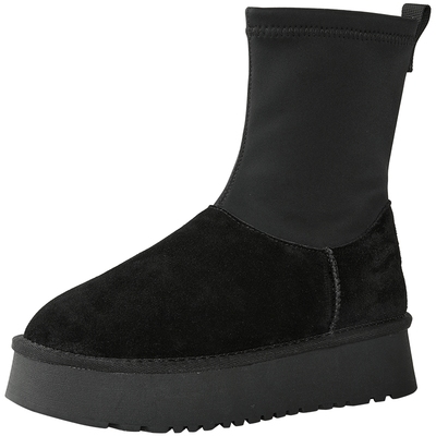 厚底雪地靴新款冬季加绒真皮短靴