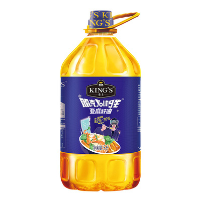 金龙鱼金士KING'S冷榨亚麻籽油1.8L*2瓶 低温压榨  物理压榨