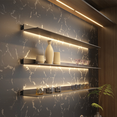 铝合金发光层板墙上置物架LED收纳壁挂L型一字搁板书架金属展示架