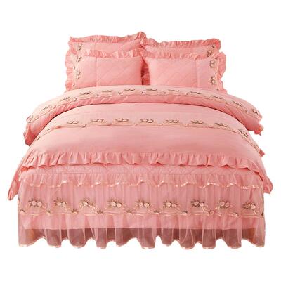 床裙款秋冬季韩式仙女夹棉四件套