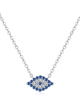 摩典S925纯银精致蓝色眼睛锁骨链